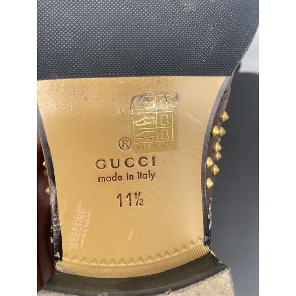 GUCCI Brown Studded Horsebit fringed Leather Loafer dress shoes sz 11.5 GUCCI - Picture 10 of 13